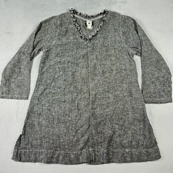 Namsar Linen Tunic Womens Small Artsy Oversized Lagenlook Capsule V-Neck Black - Picture 1 of 9